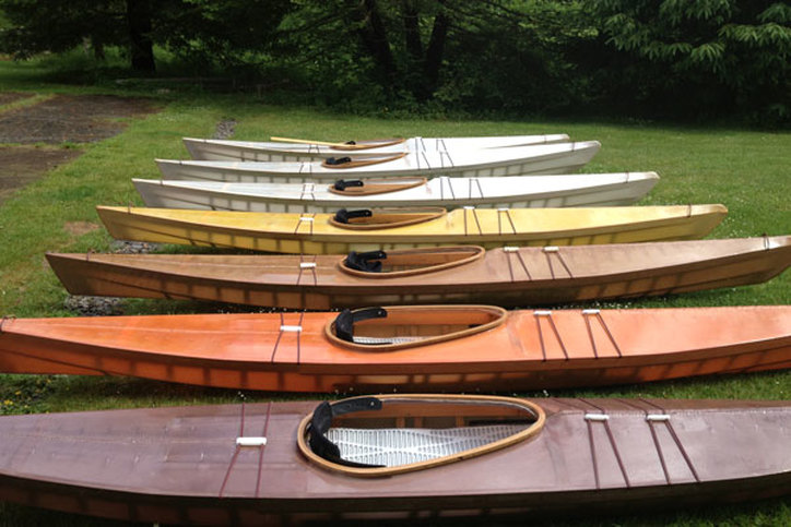 Colors of skin on frame kayaks