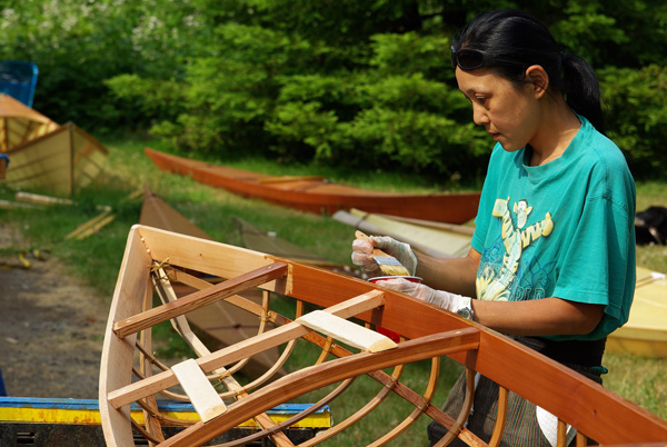 oiling the boat frame