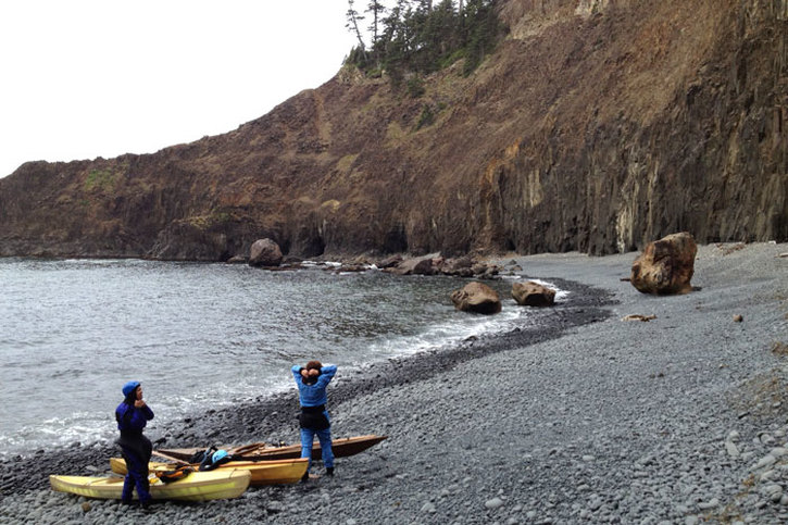 skin on frame sea kayaking on the Oregon coast