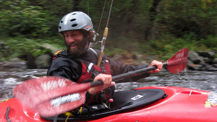 kayaking with fishing poles