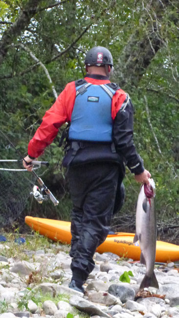 Salmon fishing by kayak
