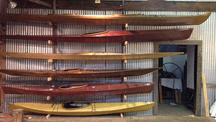 boats in the Cape Falcon Kayak shop