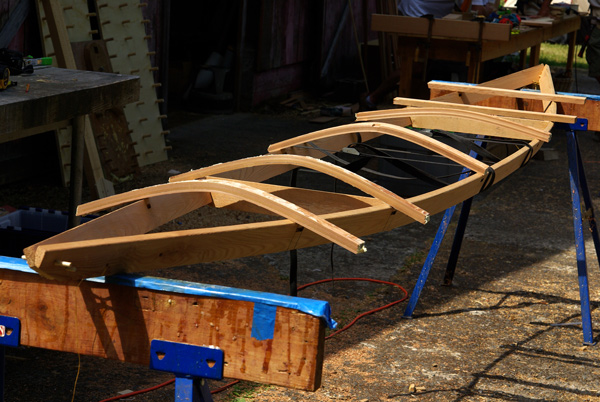 Laying out deck beams on an F1 kayak