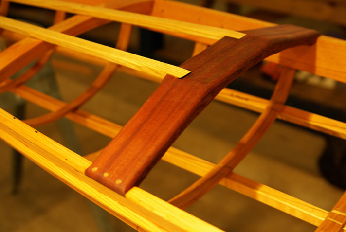local wood in kayak frame
