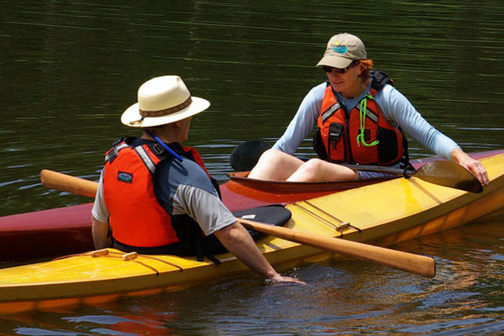 wooden kayak meets skin-on-frame