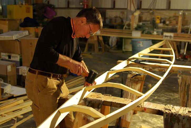 Putting deck beams on a kayak frame